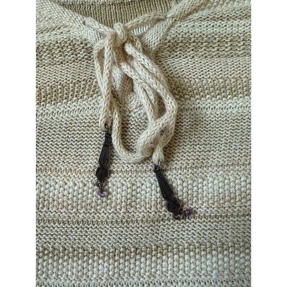 Lauren Ralph Lauren Womens Cream Sweater Size M 100% Cotton Green Tag Indie - Picture 3 of 6